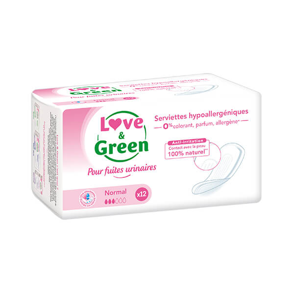 Serviettes incontinence pour fuites urinaires hypoallergéniques normal x 12