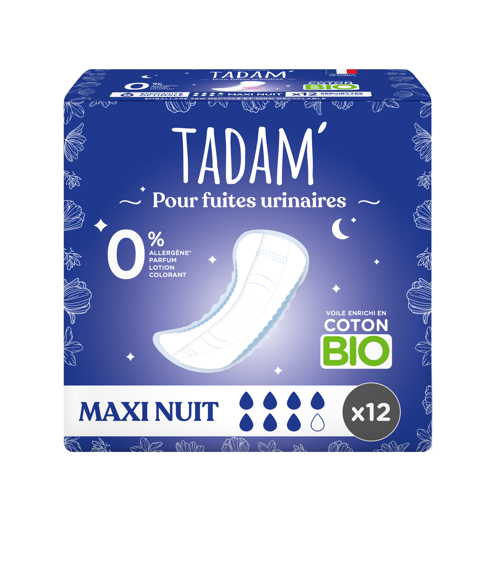 Serviettes maxi fuites urinaires nuit x 12