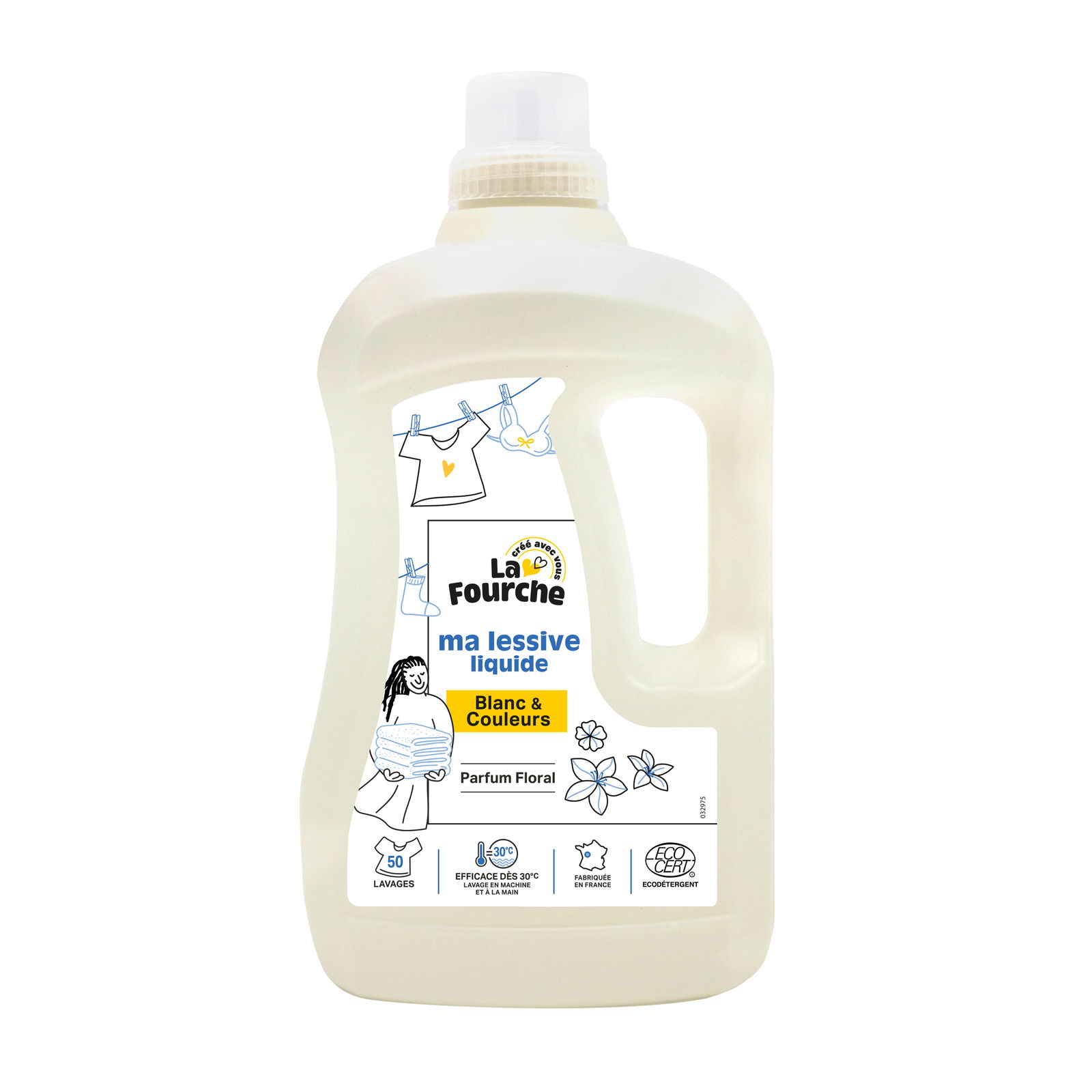 Lessive liquide blanc et couleurs certifiée Ecodétergent