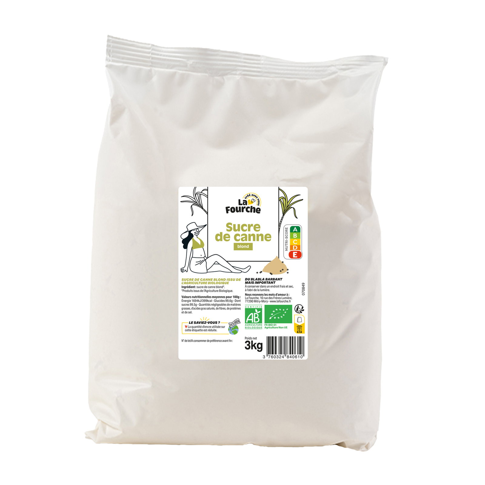 Sucre de canne blond bio