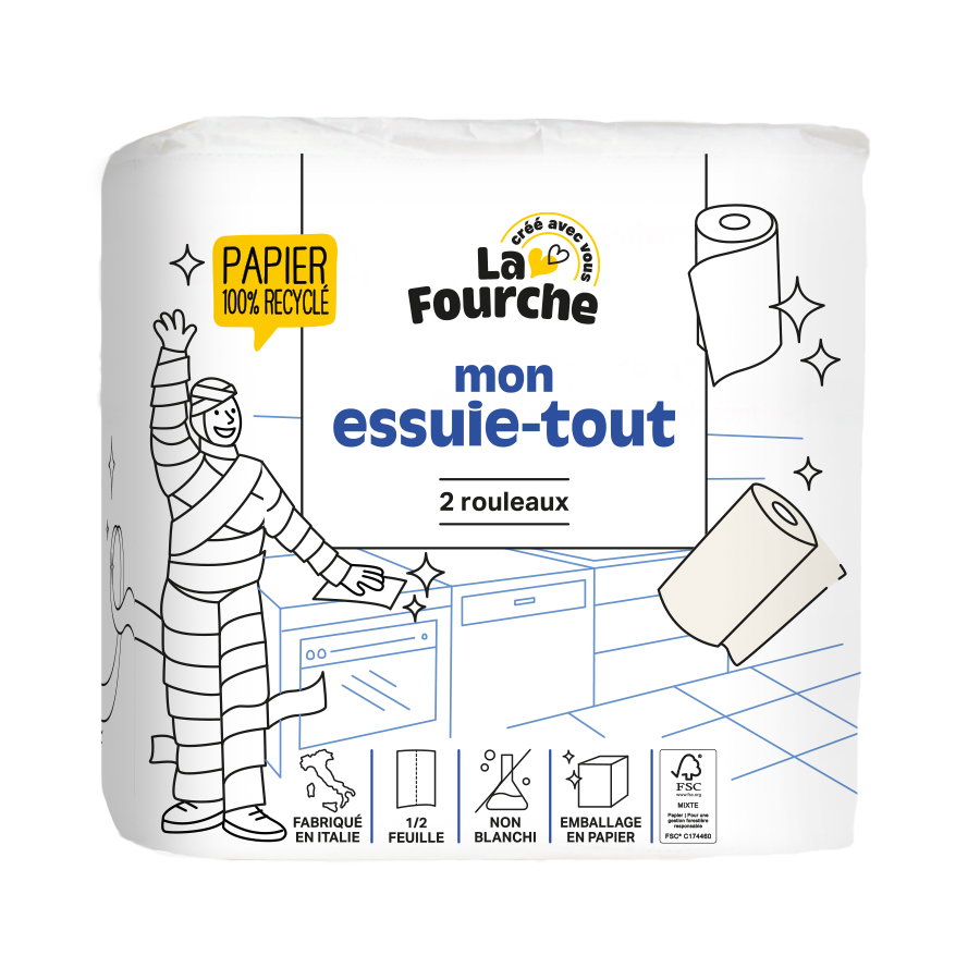 Essuie tout papier 100% recyclé x 2