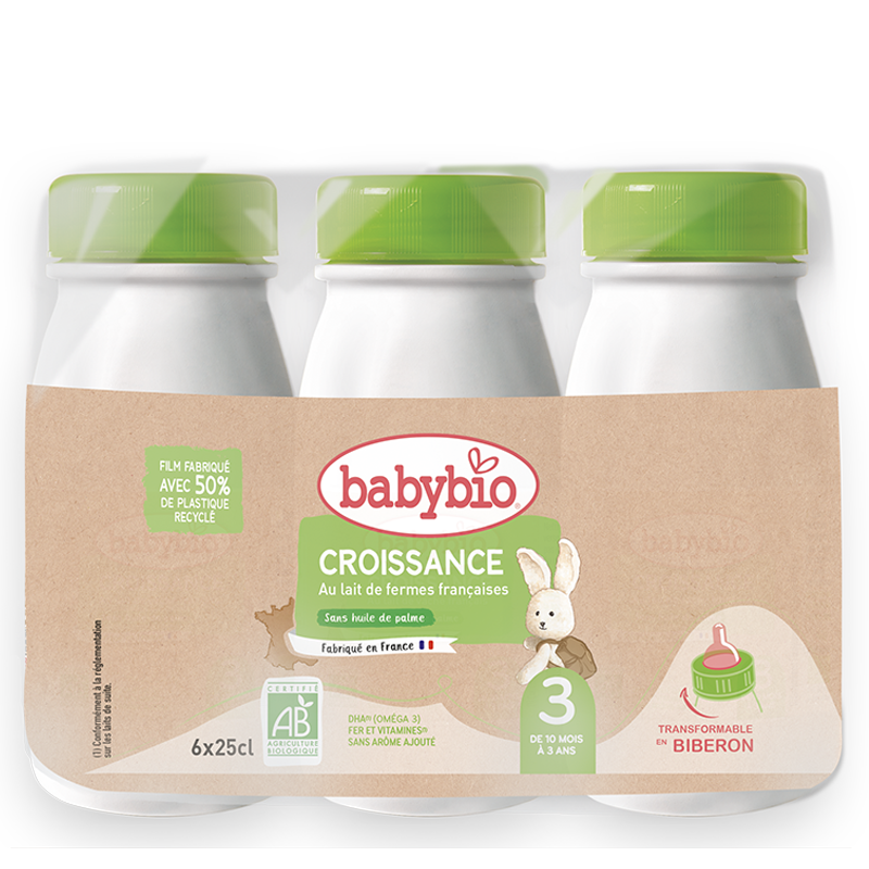 Croissance liquide - formule au lait de vache français - bouteille tétinable - 6x0,25l