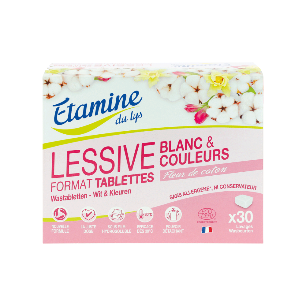 Lessive en tablettes - fleur de coton x 30