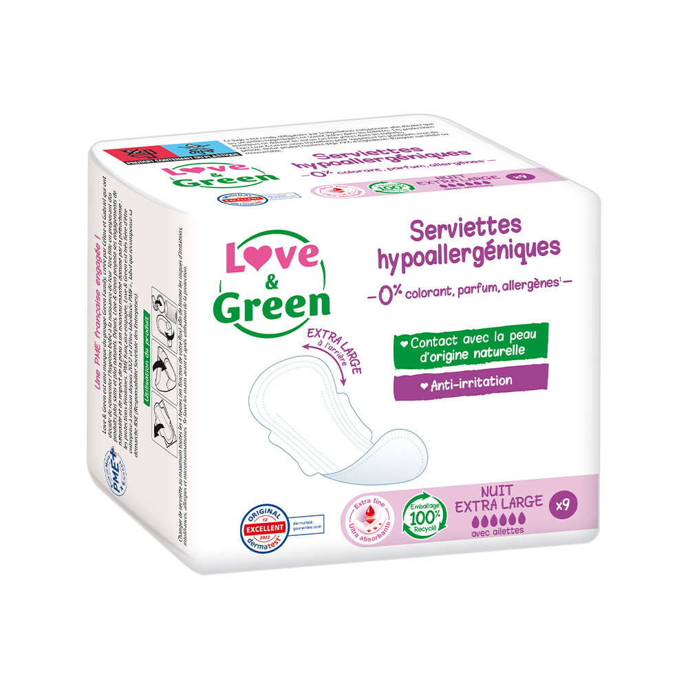 Serviettes nuit extra large x 9