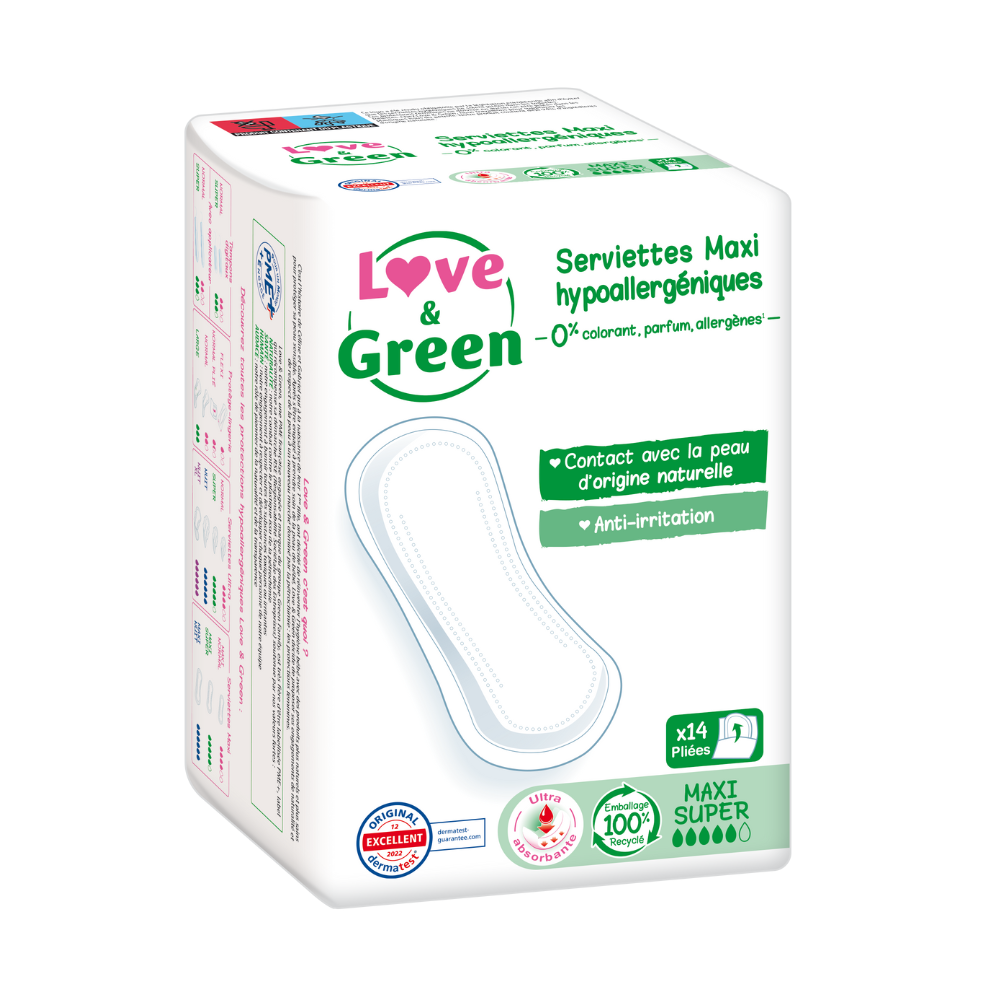 Serviettes hypoallergéniques maxi super x 14