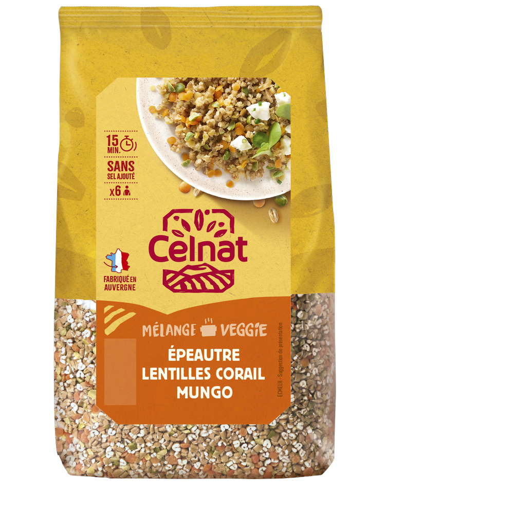 Mélange veggie épeautre lentilles corail & haricots mungo bio