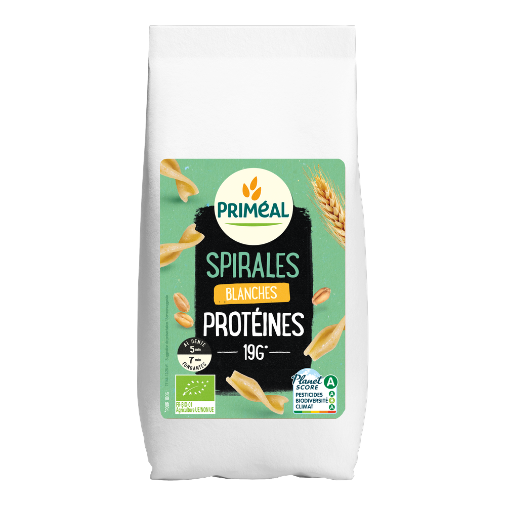 Spirales blanches protéinées bio
