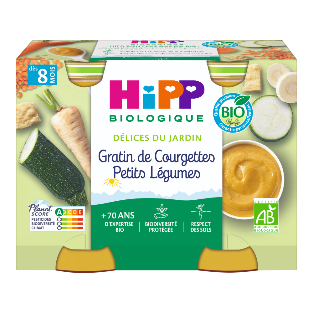 Petits pots midi gratin de courgettes petits légumes bio (dès 8 mois) - 2x190g