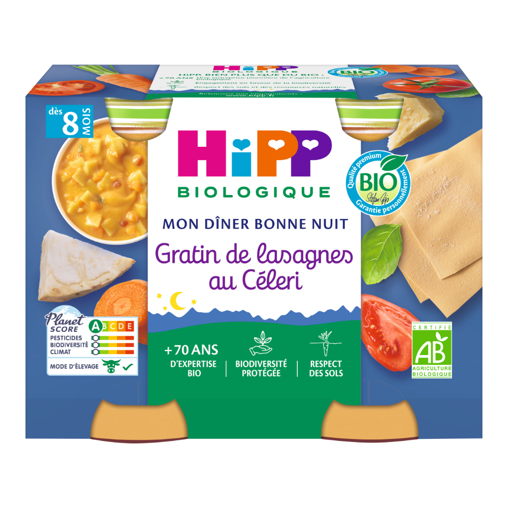 Petits pots soir gratin de lasagnes au céléri bio 2x190g (dès 8 mois)