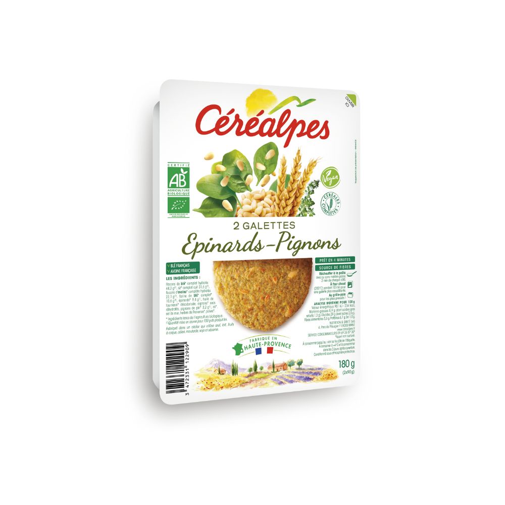 Galettes aux épinards et pignons bio