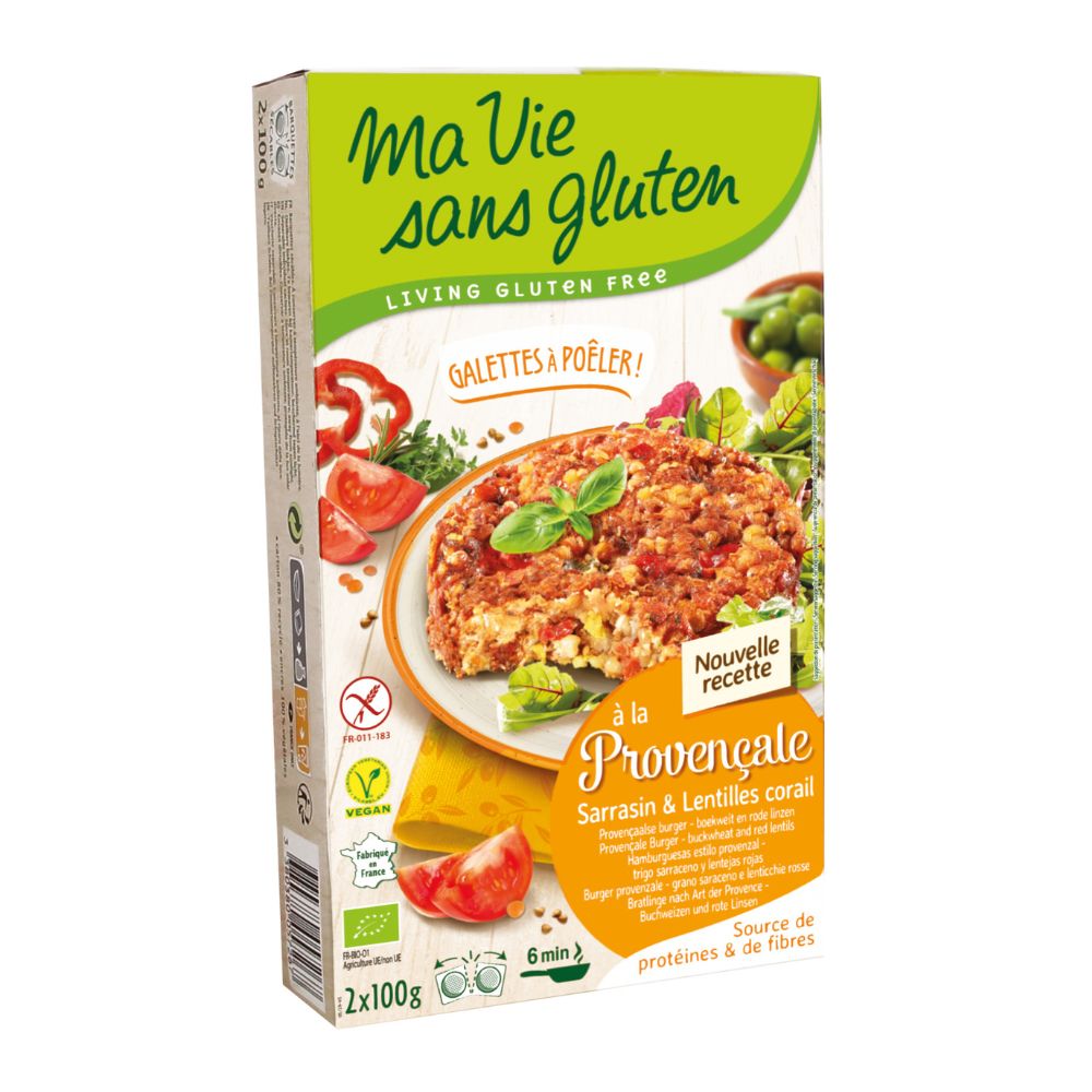 Galettes à poêler à la provencale tomates et lentilles corail bio