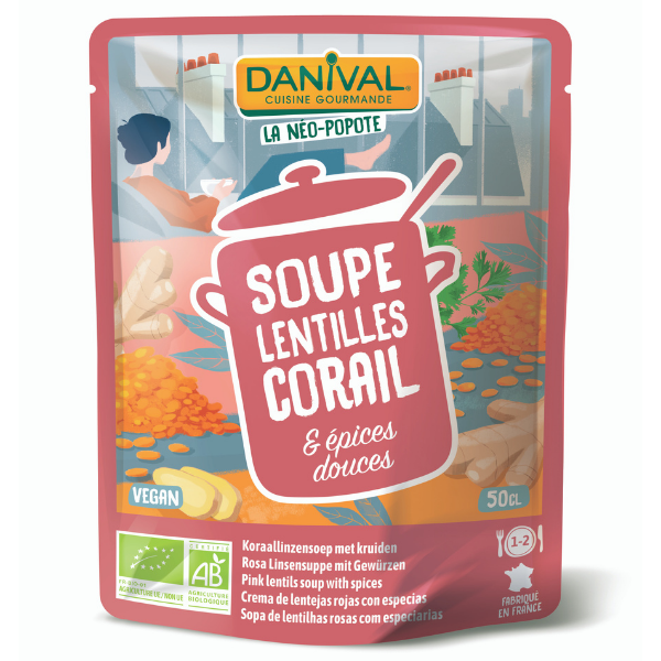 Soupe lentilles corail et epices bio
