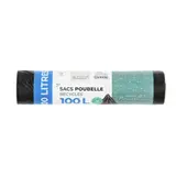 Sacs poubelle matière 100% recyclée anti-fuite avec liens - 100l x 10