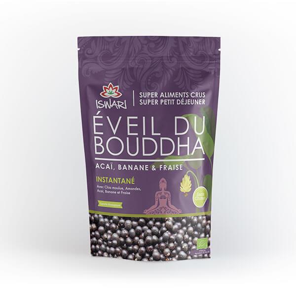 Petit déjeuner éveil du bouddha açaï banane et fraise bio