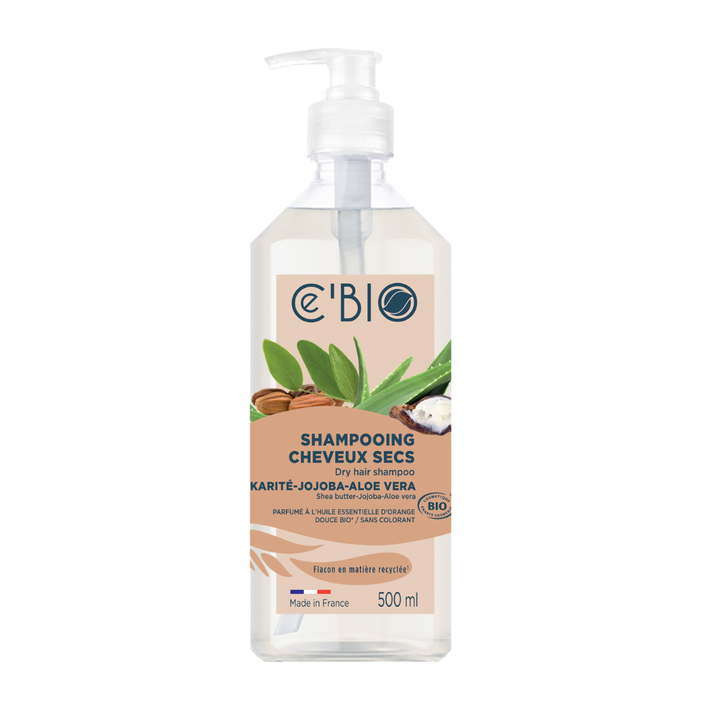Shampoing cheveux secs karité jojoba aloe vera bio