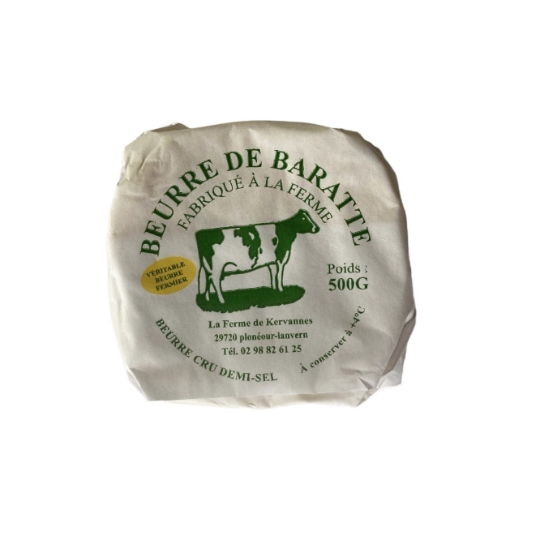 Beurre de Baratte Cru Demi-Sel Fermier LA FERME DE KERVANNES