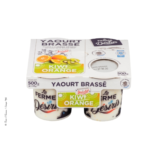 Yaourt Brassé Kiwi Orange au Lait Entier LA FERME DESIRIS