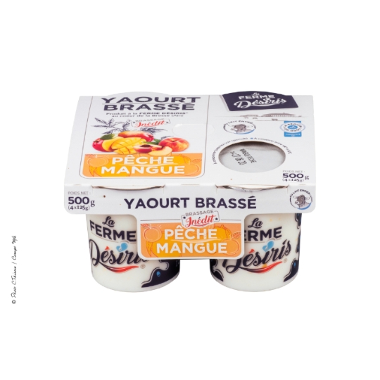 Yaourt Brassé Pêche Mangue au Lait Entier LA FERME DESIRIS