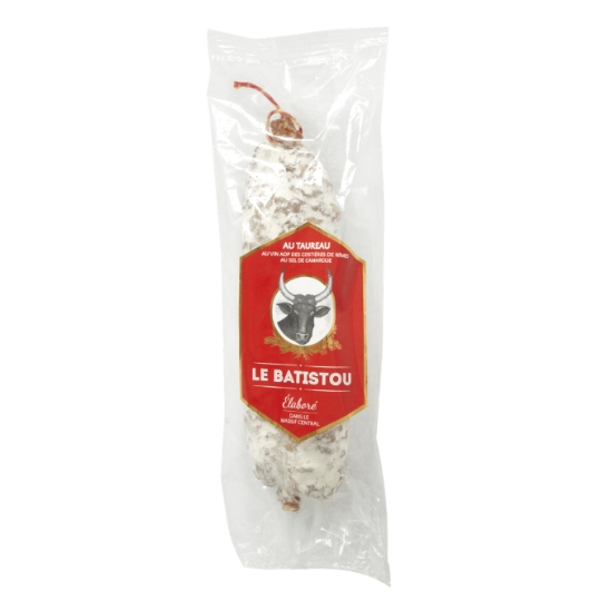 Saucisson AOP au Taureau au Vin des Costières de Nîmes au Sel de Camargue LE BATISTOU