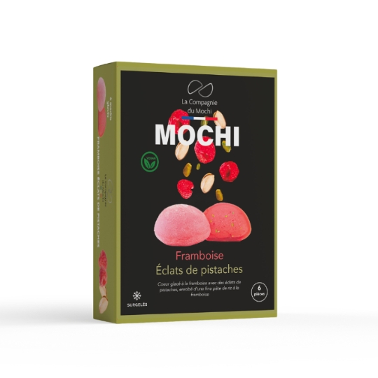 Mochi Glacé Framboise Éclats de Pistaches Vegan LA COMPAGNIE DU MOCHI