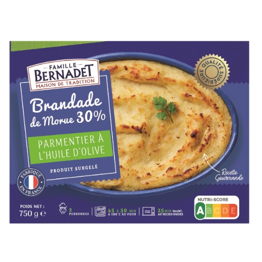 Brandade de Morue Parmentier à l'Huile d'Olive 30% Surgelée FAMILLE BERNADET