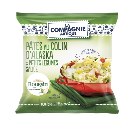 Pâtes Cuisinées au Colin d'Alaska & Petits Légumes, Sauce Crémeuse Ail et Fines Herbes LA COMPAGNIE ARTIQUE