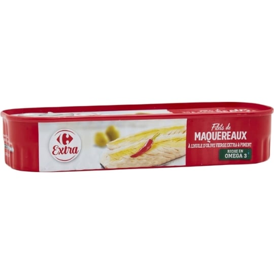 Filets de Maquereaux à l'Huile d'Olive Vierge Extra et Piment CARREFOUR EXTRA