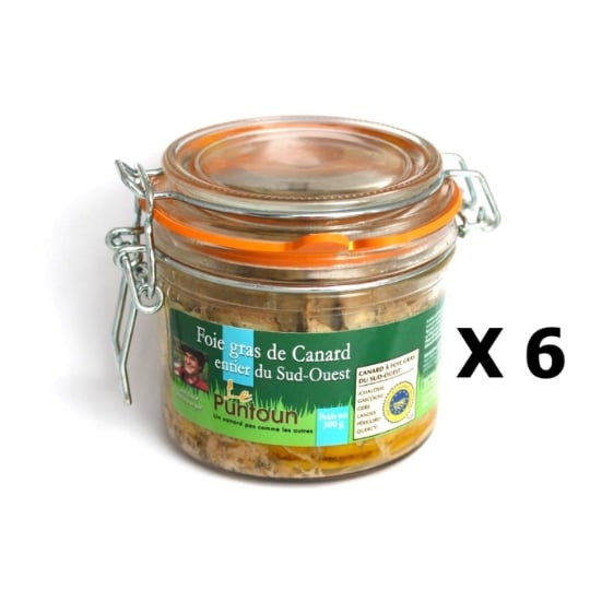 Lot 6x Foie Gras De Canard Entier Du Sud Ouest Igp - La Ferme Du Puntoun - Bocal : 300g LE PUNTOUN