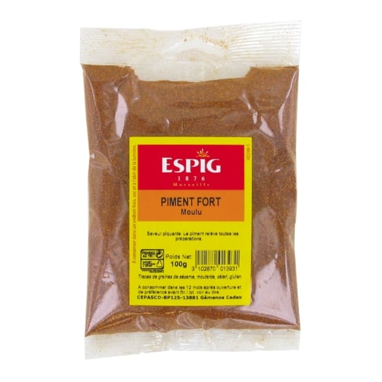 Piment Fort Moulu / En Poudre 100g - Marque  3 Sachets ESPIG
