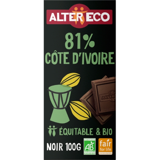 Tablette De Chocolat Noir 81% Côte Ivoire Bio ALTER ECO