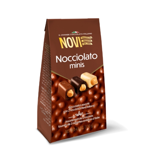 Chocolats Nociolato Minis Assortiment de Chocolats Fourrés de 2 Noisettes Entières d'Italie NOVI