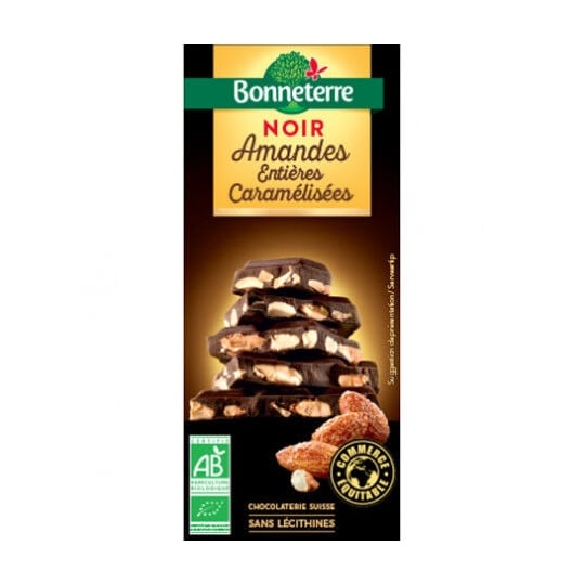 Chocolat Noir Amandes Entières Caramélisées BONNETERRE