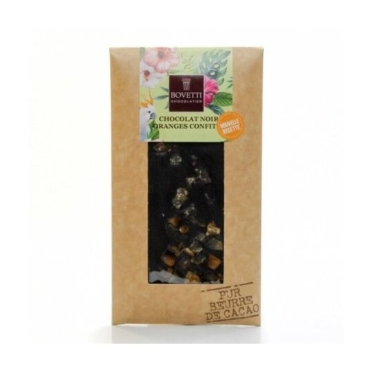 Tablette Chocolat Noir À 73% Et Orange Pur Beurre De Cacao, 100g BOVETTI CHOCOLATS