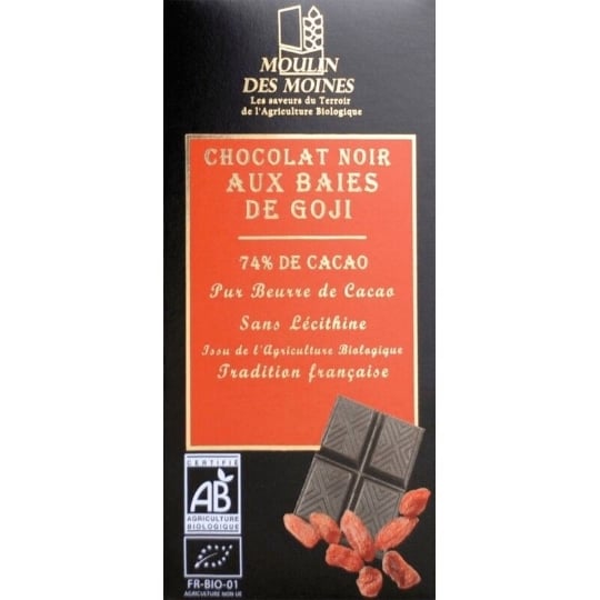 Chocolat Noir 74 Pour Cent Au Goji 100g - Moulin Des Moines MOULIN DES MOINES