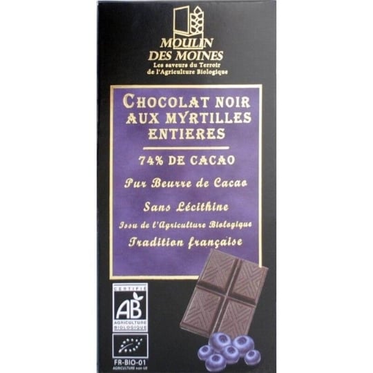 Chocolat Noir Aux Myrtilles 100 Gr - Moulin Des Moines MOULIN DES MOINES