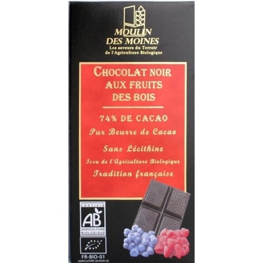 Chocolat Fruits Bois 100g - Moulin Des Moines MOULIN DES MOINES