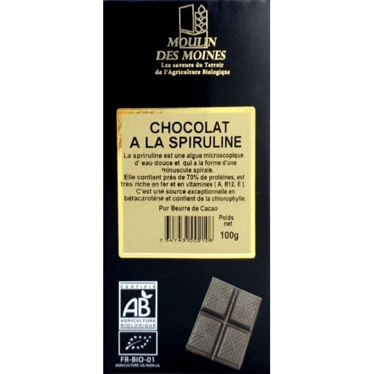 Chocolat Spiruline 100g - Moulin Des Moines MOULIN DES MOINES