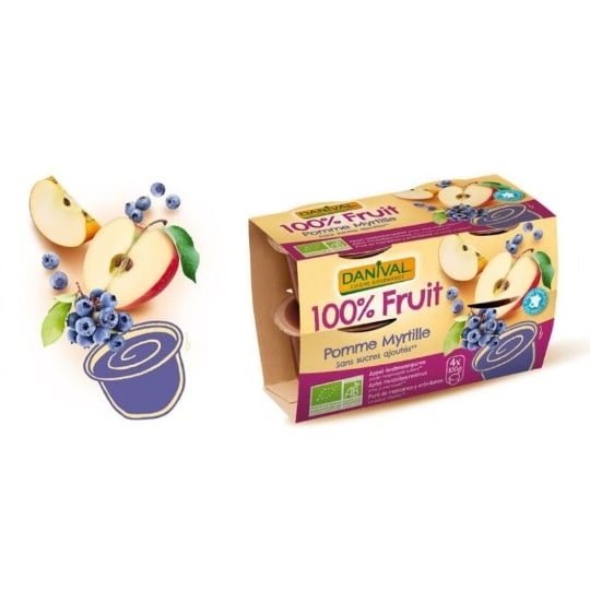 Dessert De Fruits Pomme Myrtille 100% 4x - Danival DANIVAL