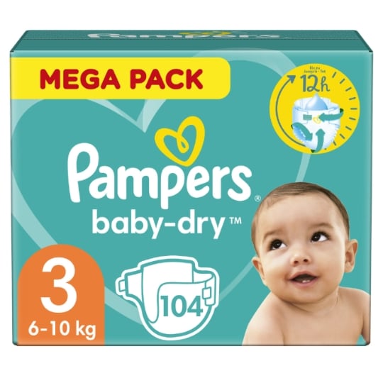 Couches Bébé Taille 3 6-10kg Mega Pack Baby-Dry PAMPERS PAMPERS