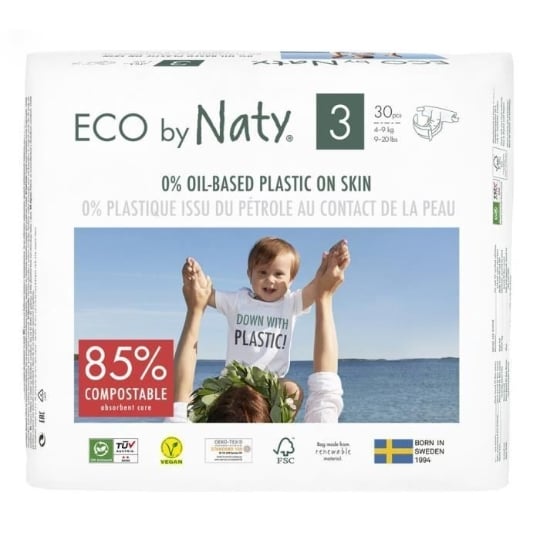 Naty Couches Écologiques T3 Midi  X 30 - Blanc NATY