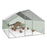 Enclos Poulailler 12 M² 4x3 M Avec Grand Perchoir 4 Niveaux En Bois Acier Galvanisé IDMARKET