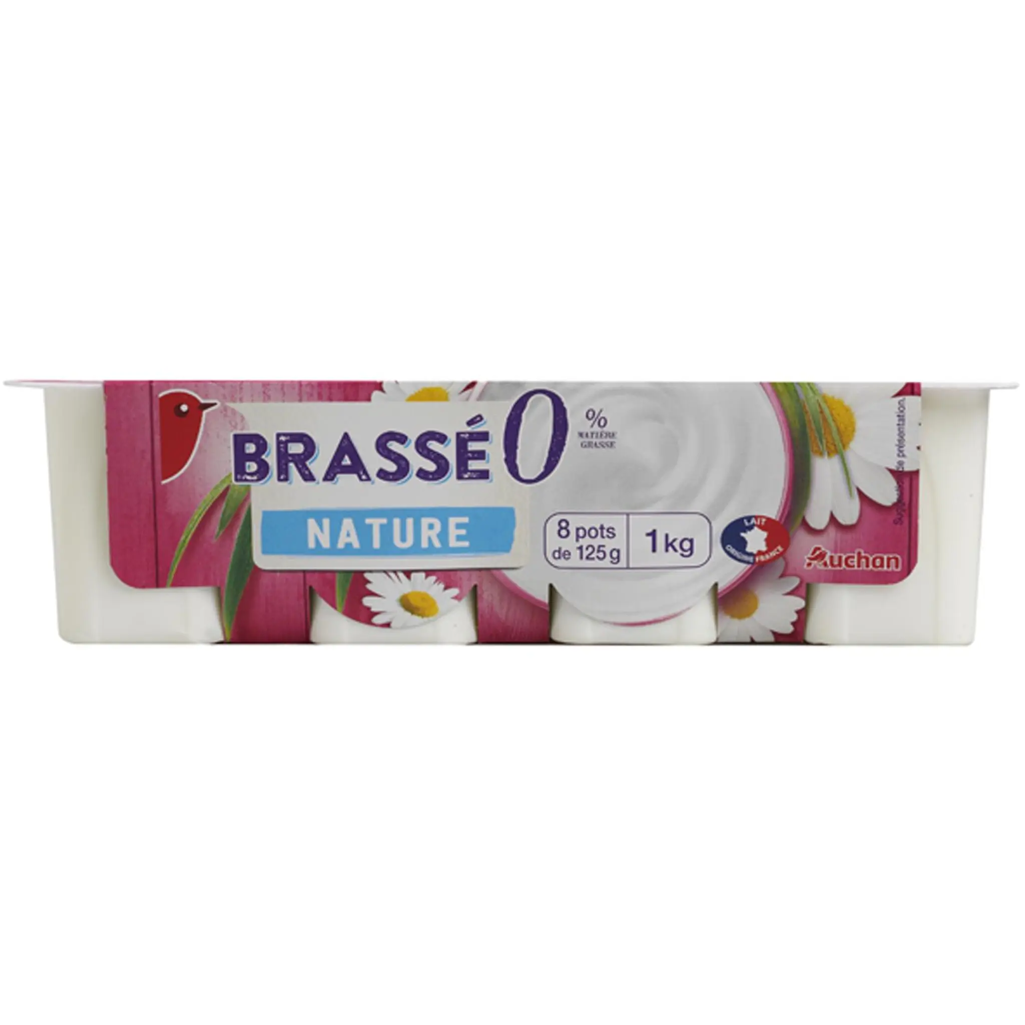 AUCHAN Yaourt brassé nature 0%