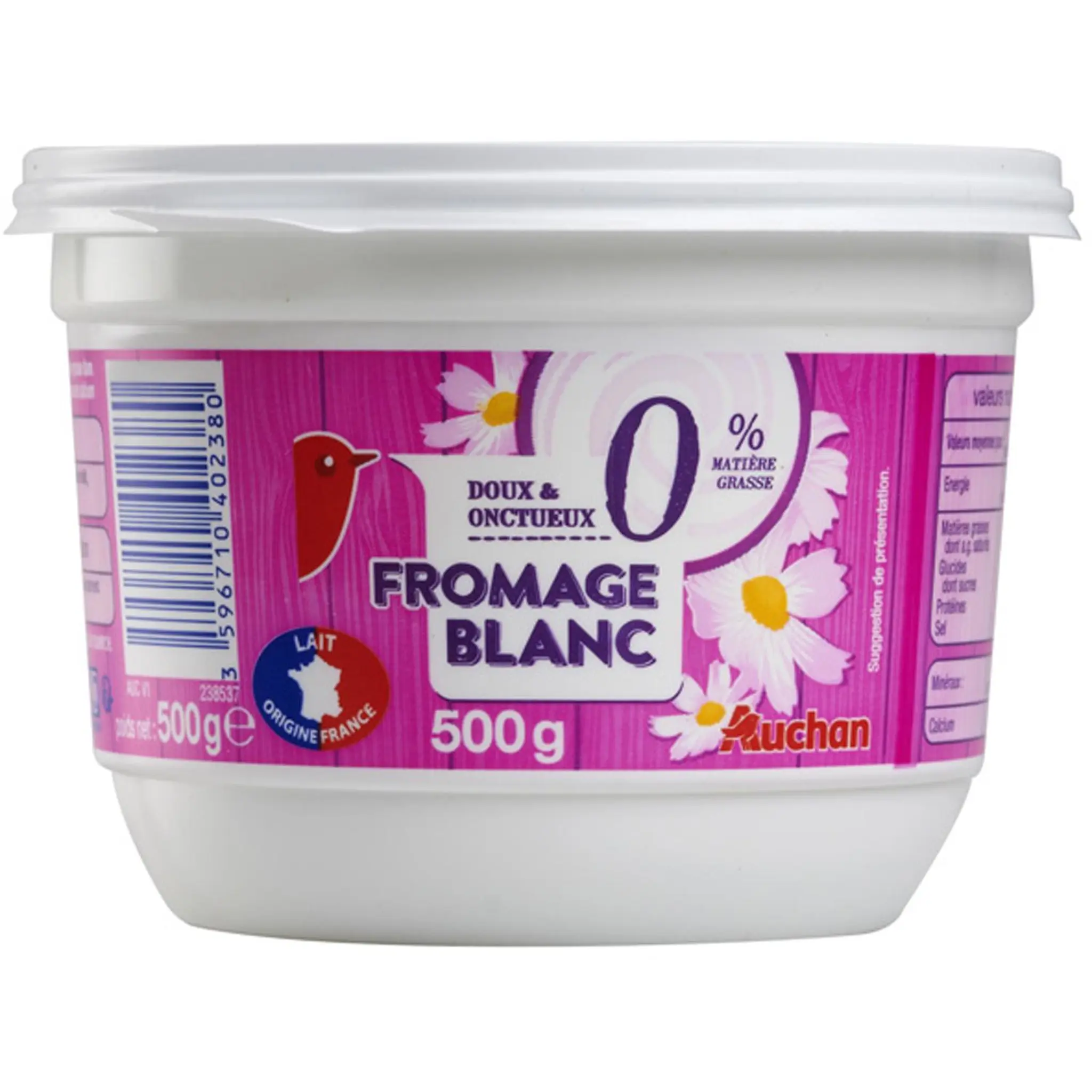 AUCHAN Fromage blanc allégé 0%MG