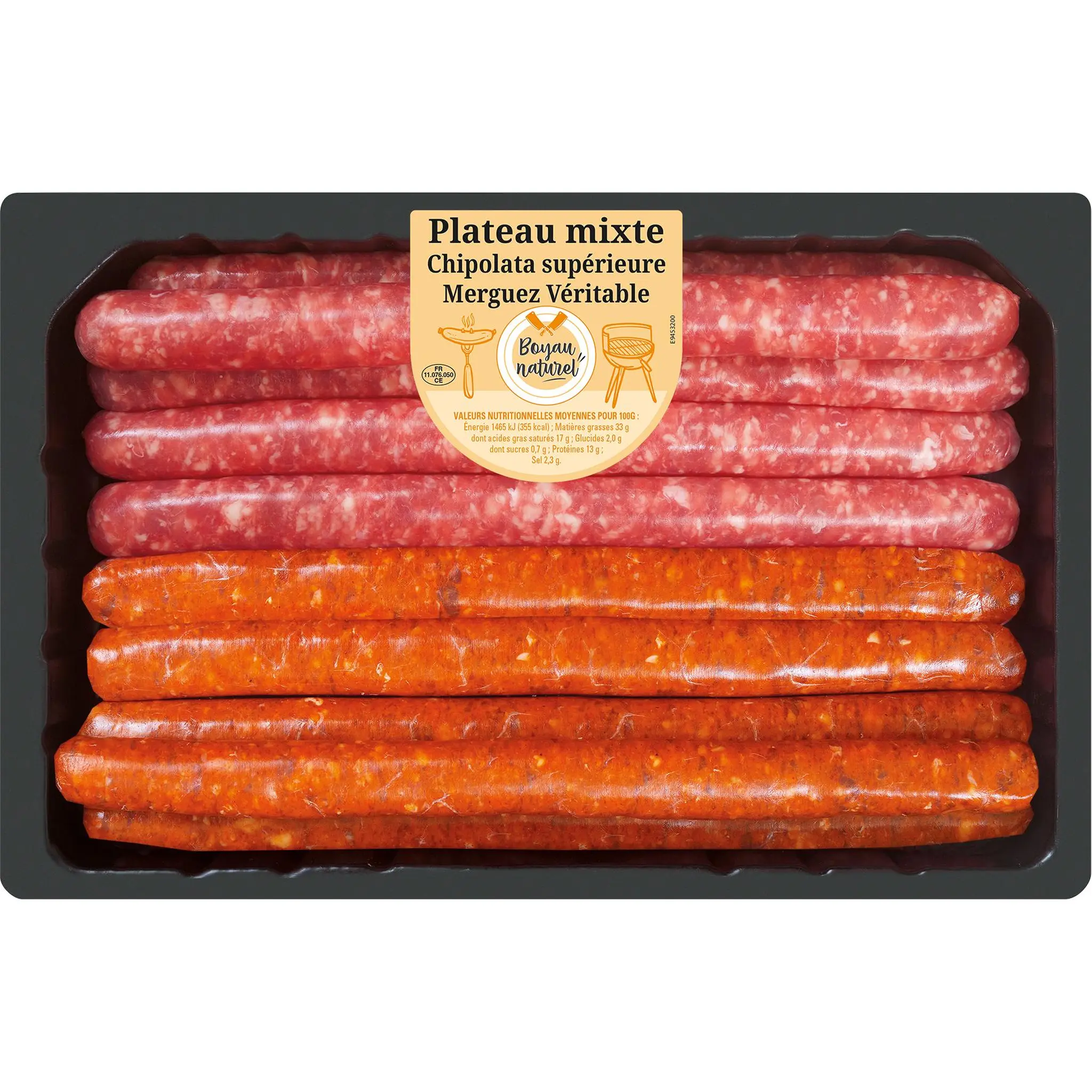 LES BRASERADES Plateau mixte, chipolata supérieure merguez véritable, boyau naturel