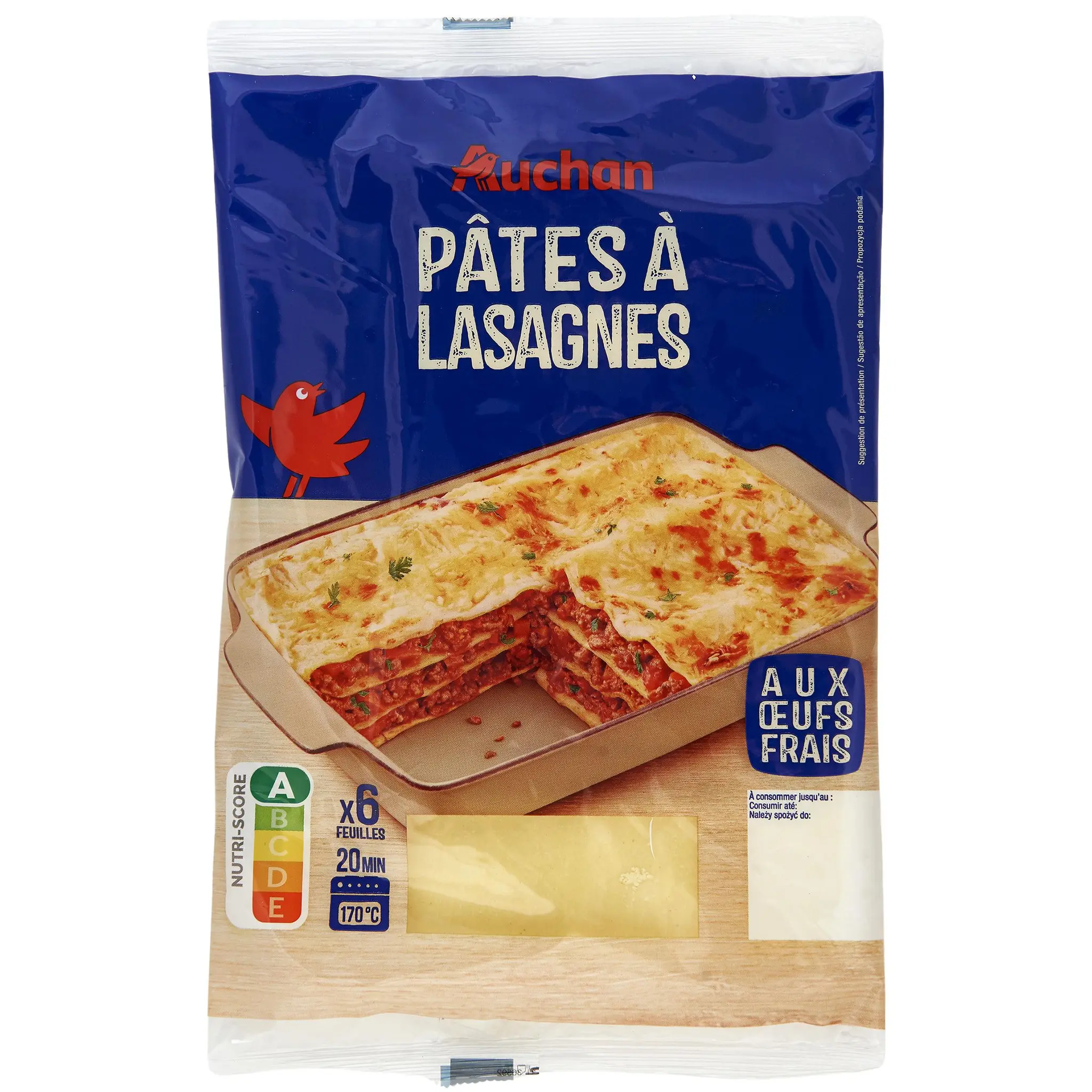 AUCHAN Pâte à lasagnes