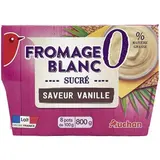 Auchan Fromage blanc sucré saveur vanille 0%mg, 8x100g
