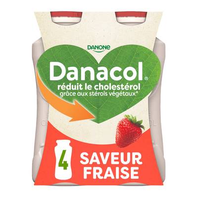 Danacol Yaourt à boire saveur fraise, 4x100g