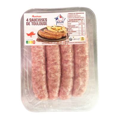 Auchan Saucisses de Toulouse, 4x100g