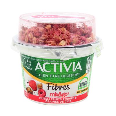 Activia Yaourt bifidus muesli fruits rouges et graines de chia, 170g