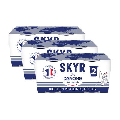 Les Danone Du Monde Skyr nature 0%mg, Lot de 3 - 2x140g